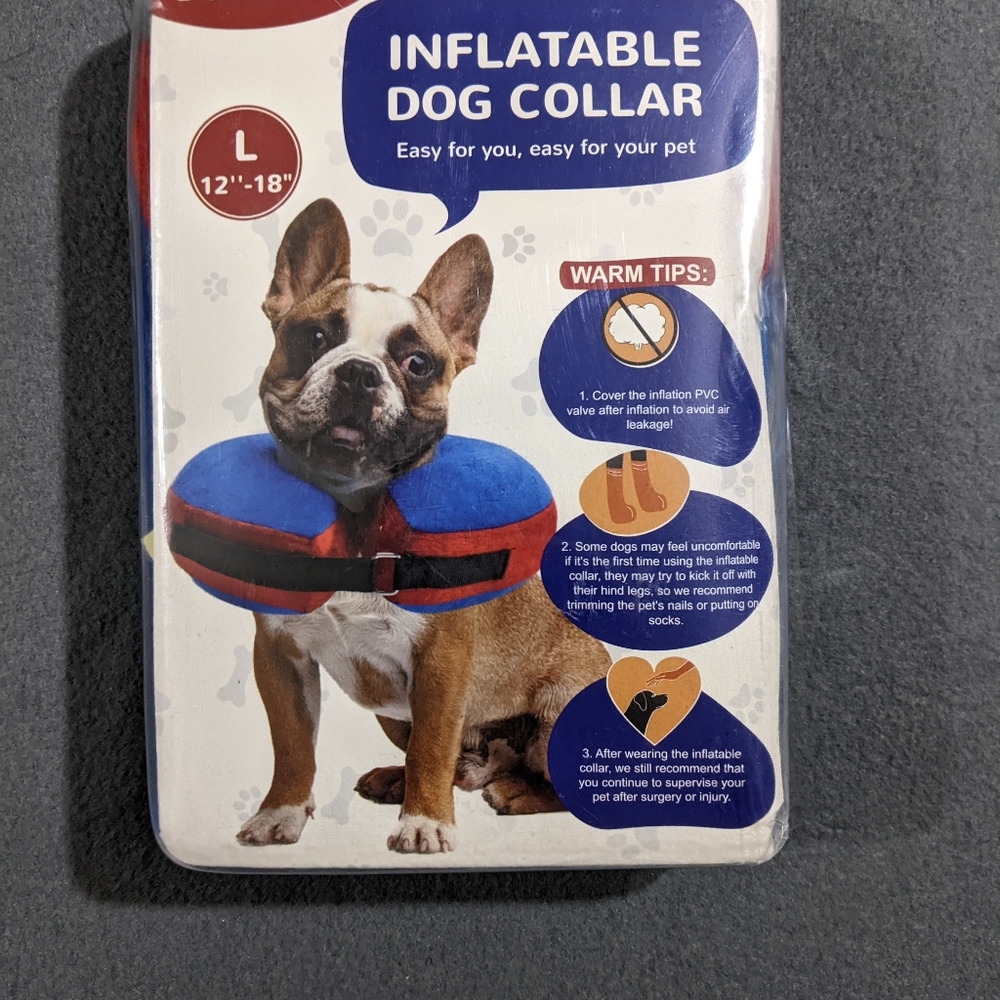New Bilibara large‎ inflatable dog collar blue